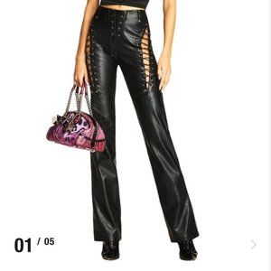WORN TWICE I AM GIA Xenia Lace Up Faux Leather Pants Size S
